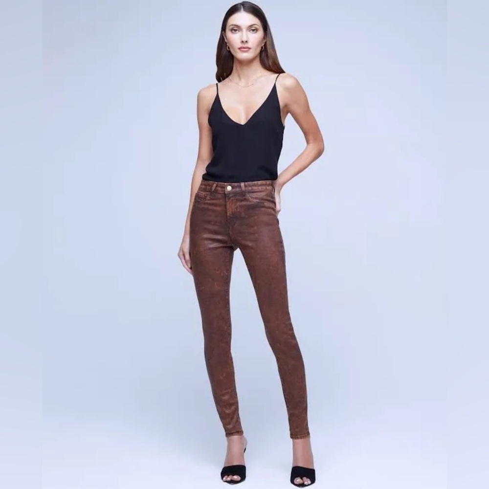 L'AGENCE - Margot High Rise Skinny Jean in Cocoa Mineral Coated